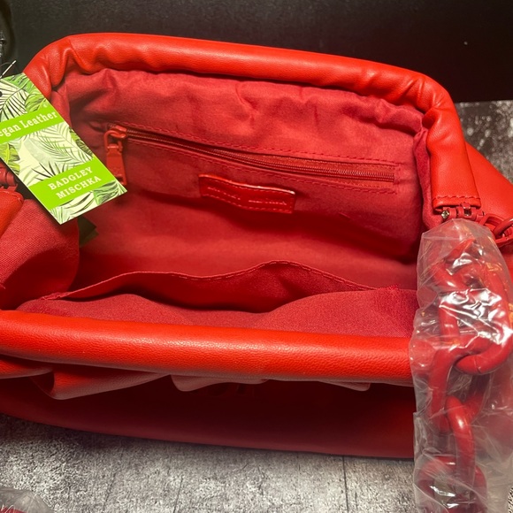Badgley Mischka Bold Red Clutch with Chain - Picture 2 of 7